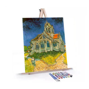 The Church at Auvers paint by numbers displayed on a easel