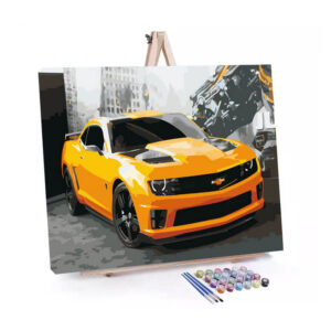 Urban Camaro paint by numbers displayed on a easel