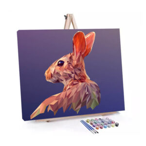 Geometric Bunny paint by numbers displayed on a easel