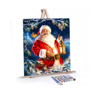 Santa’s Lamp Paint paint by numbers displayed on a easel