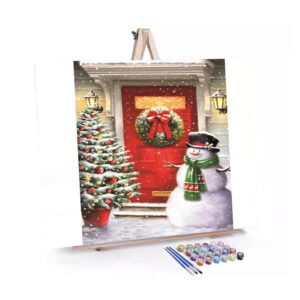 Christmas Cheer paint by numbers displayed on a easel