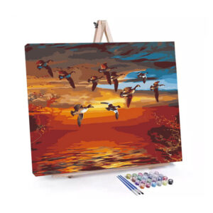 Soaring Skies paint by numbers displayed on a easel