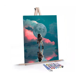 Astronaut and the Cosmos paint by numbers displayed on a easel