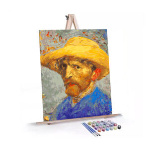 Van Gogh Self-Portrait paint by numbers displayed on a easel